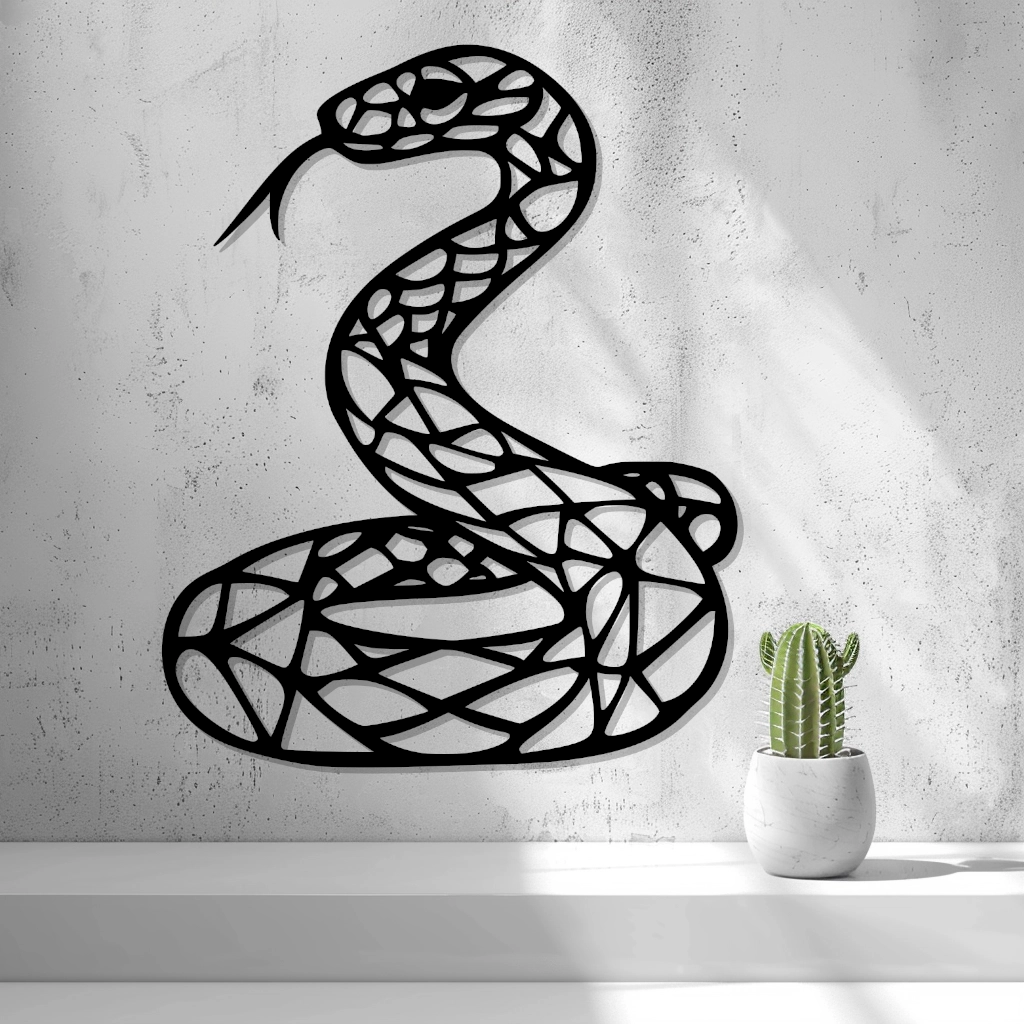 2d Low Poly Snake Wall Art
